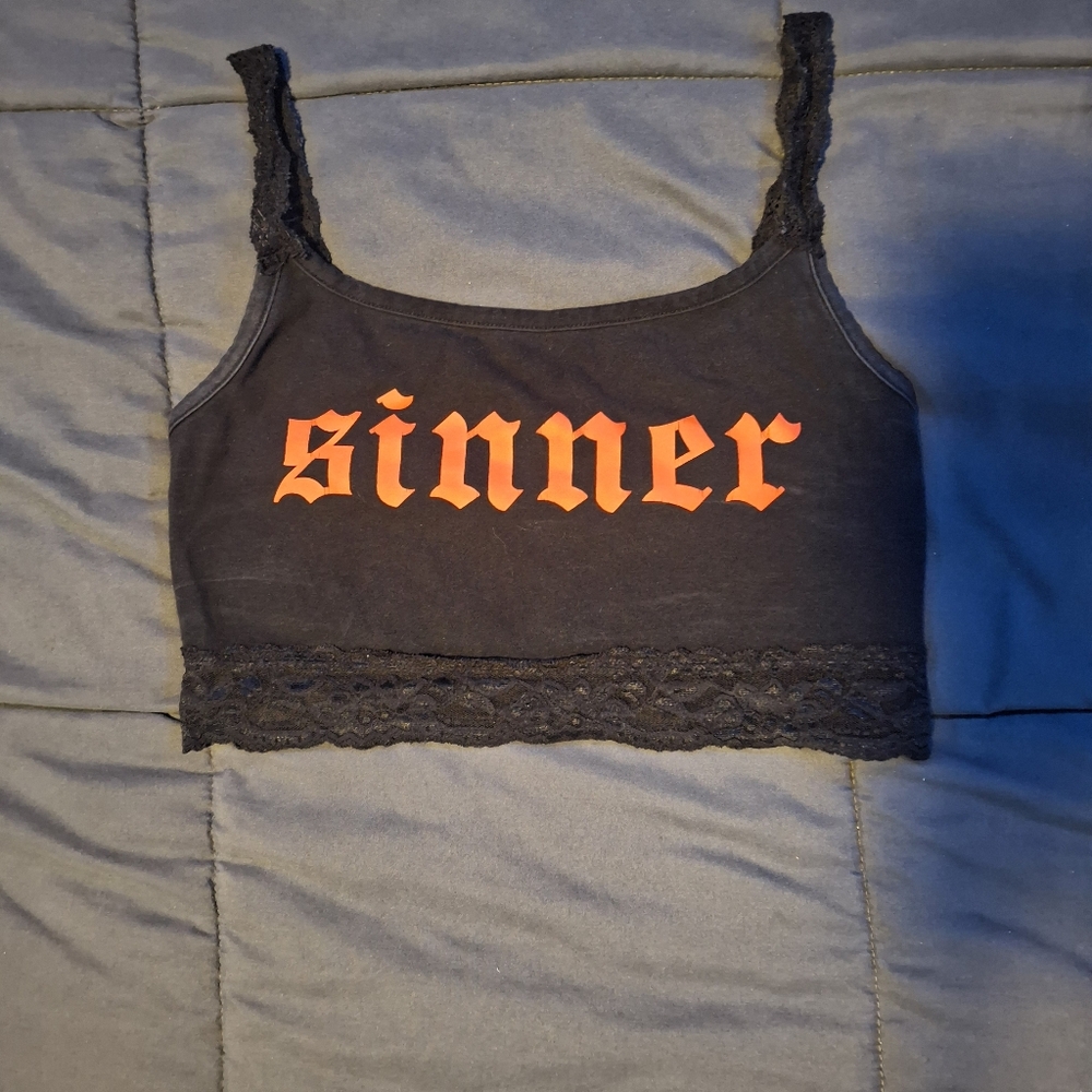 Blackcraft Sinner Womens Lace Crop Top